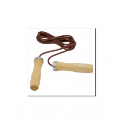 Leather skipping rope with a wooden handle HMS SK07