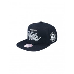 Mitchell Ness NBA Brooklyn Nets Team Script 20 Snapback Nets Cap HHSS3280BNEYYPPPBLCK