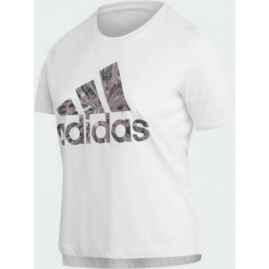 Adidas Αθλητικό Γυναικείο T-shirt Λευκό με Στάμπα  GK5087